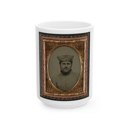 William W. Smith Of Company G And Company K, 4th Massachusetts Infantry Regiment In Uniform And Tricorn Hat (U.S. Civil War) White Coffee Mug-15oz-Go Mug Yourself