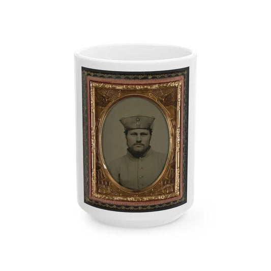 William W. Smith Of Company G And Company K, 4th Massachusetts Infantry Regiment In Uniform And Tricorn Hat (U.S. Civil War) White Coffee Mug-15oz-Go Mug Yourself