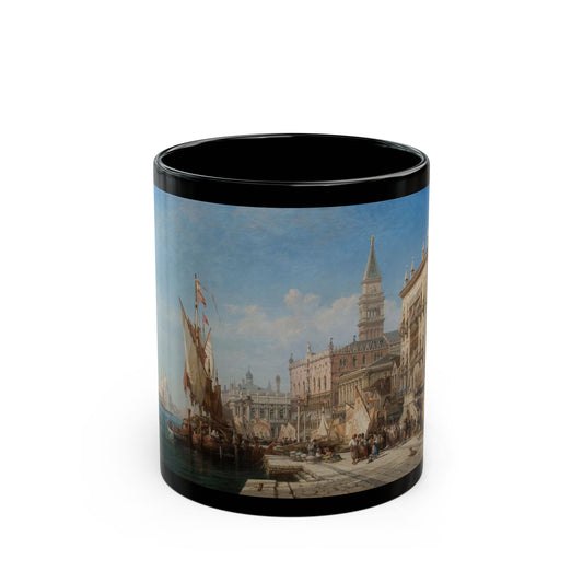 William Wyld (1806-1889) Riva Degli Schiavoni - Black Coffee Mug-11oz-Go Mug Yourself