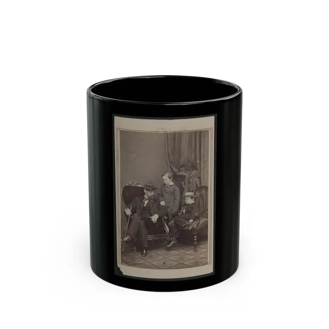 Willie And Tad Lincoln, Sons Of President Abraham Lincoln, With Their Cousin Lockwood Todd (U.S. Civil War) Black Coffee Mug 11oz - Go Mug Yourself