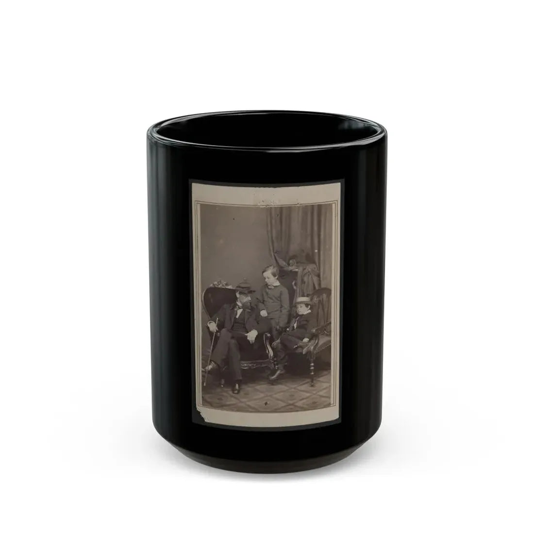 Willie And Tad Lincoln, Sons Of President Abraham Lincoln, With Their Cousin Lockwood Todd (U.S. Civil War) Black Coffee Mug 15oz - Go Mug Yourself