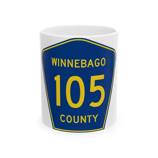 Winnebago County Route 105 IA (Iowa) (Road Sign) White Coffee Mug 11oz - Go Mug Yourself