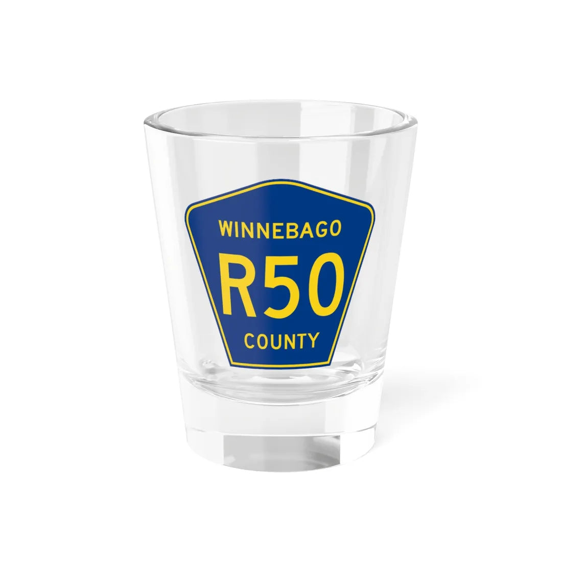 Winnebago County Route R50 IA (Iowa) (Road Sign) Shot Glass 1.5oz 1.5oz - Go Mug Yourself
