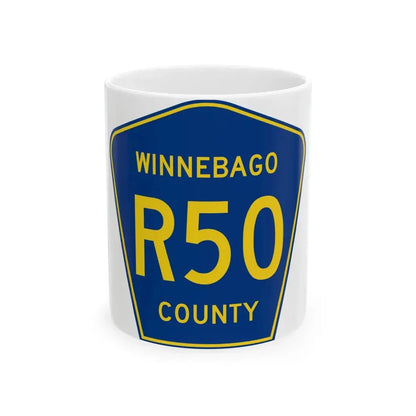 Winnebago County Route R50 IA (Iowa) (Road Sign) White Coffee Mug 11oz - Go Mug Yourself