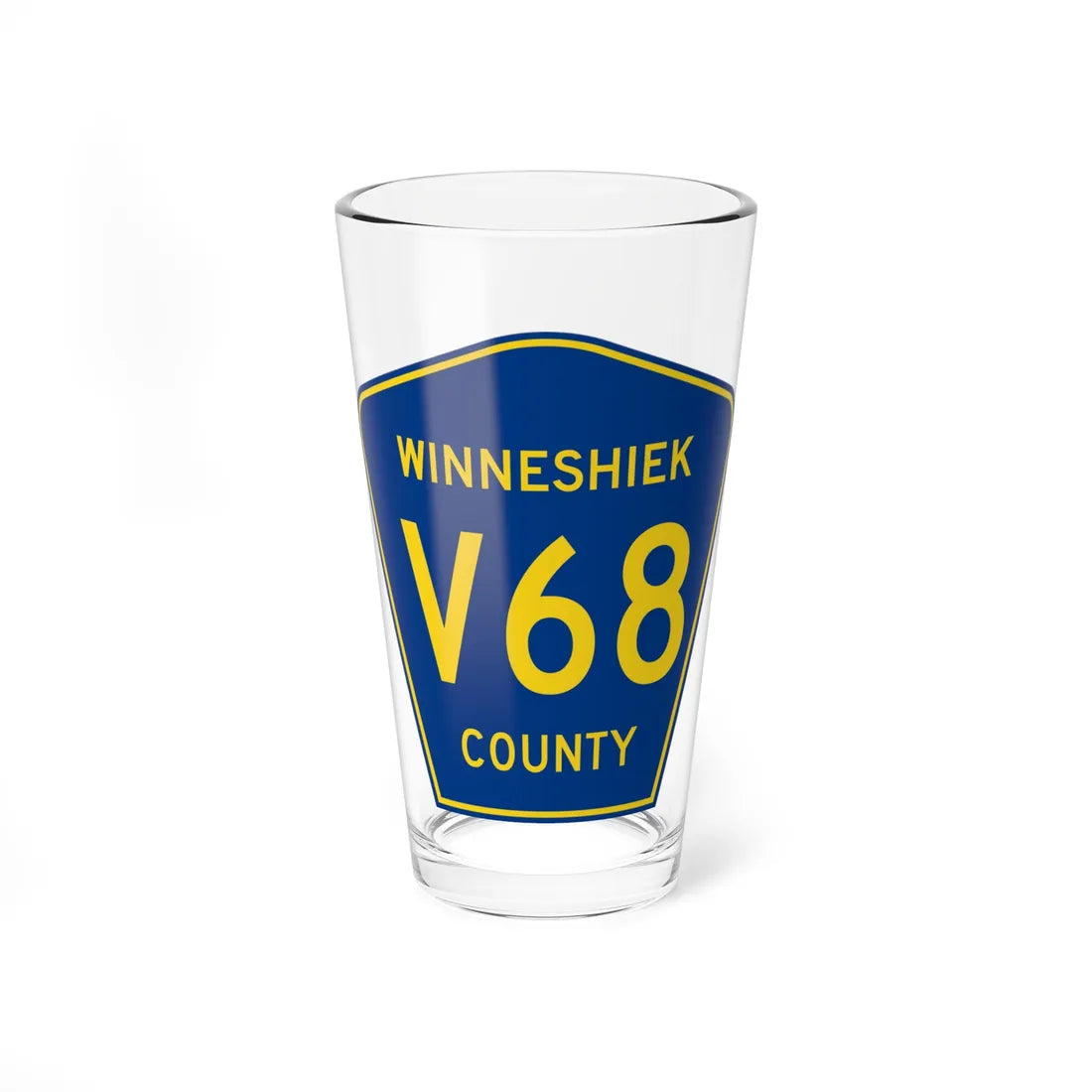 Winneshiek County Route V68 IA (Iowa) (Road Sign) Pint Glss 16oz 16oz - Go Mug Yourself