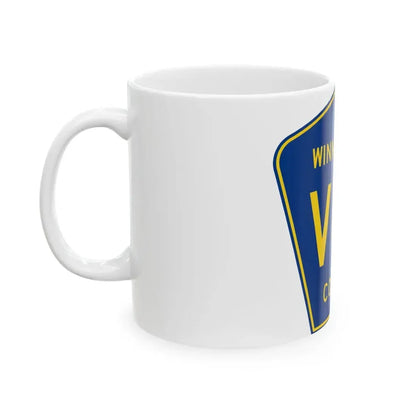 Winneshiek County Route V68 IA (Iowa) (Road Sign) White Coffee Mug - Go Mug Yourself