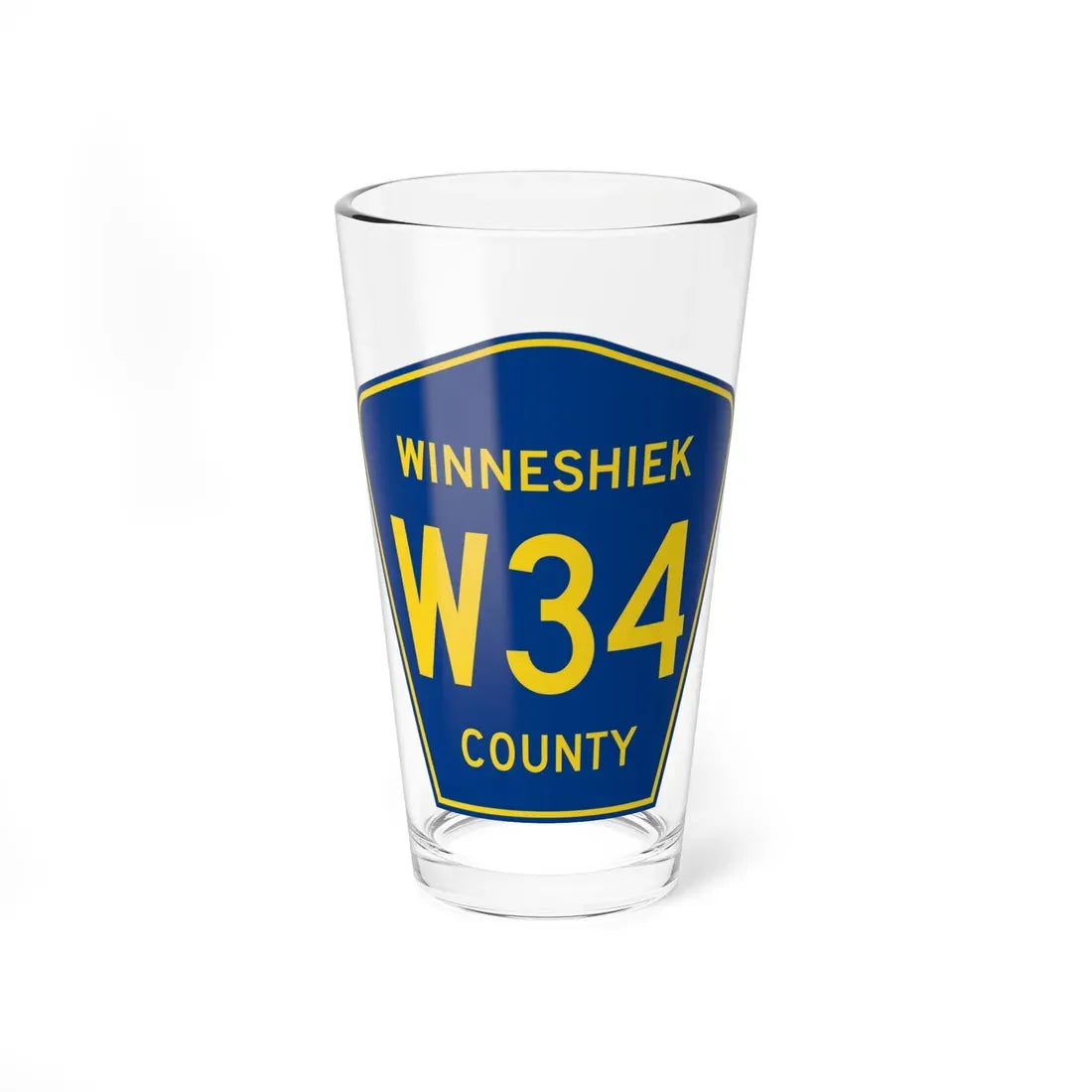 Winneshiek County Route W34 IA (Iowa) (Road Sign) Pint Glass 16oz 16oz - Go Mug Yourself