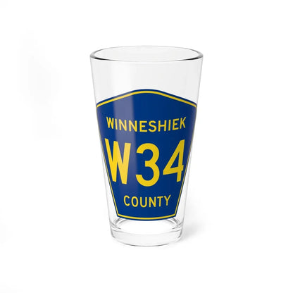 Winneshiek County Route W34 IA (Iowa) (Road Sign) Pint Glass 16oz 16oz - Go Mug Yourself