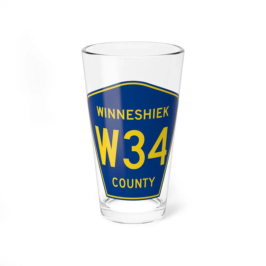 Winneshiek County Route W34 IA (Iowa) (Road Sign) Pint Glass 16oz 16oz - Go Mug Yourself