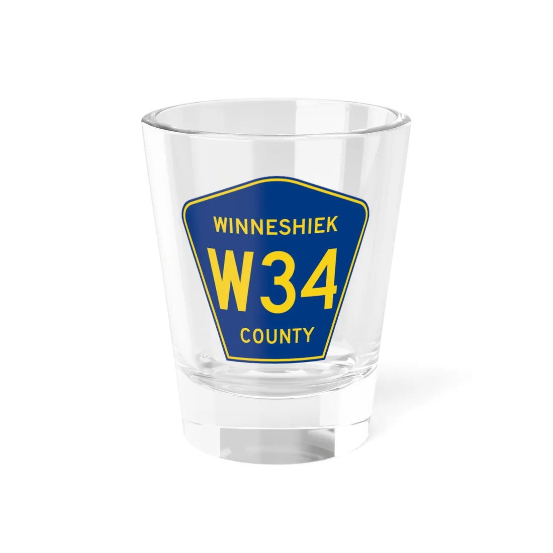 Winneshiek County Route W34 IA (Iowa) (Road Sign) Shot Glass 1.5oz 1.5oz - Go Mug Yourself