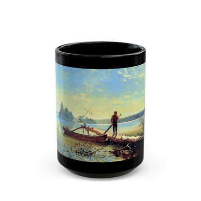 Winslow Homer (1836-1910) An Adirondack Lake - Black Coffee Mug-15oz-Go Mug Yourself