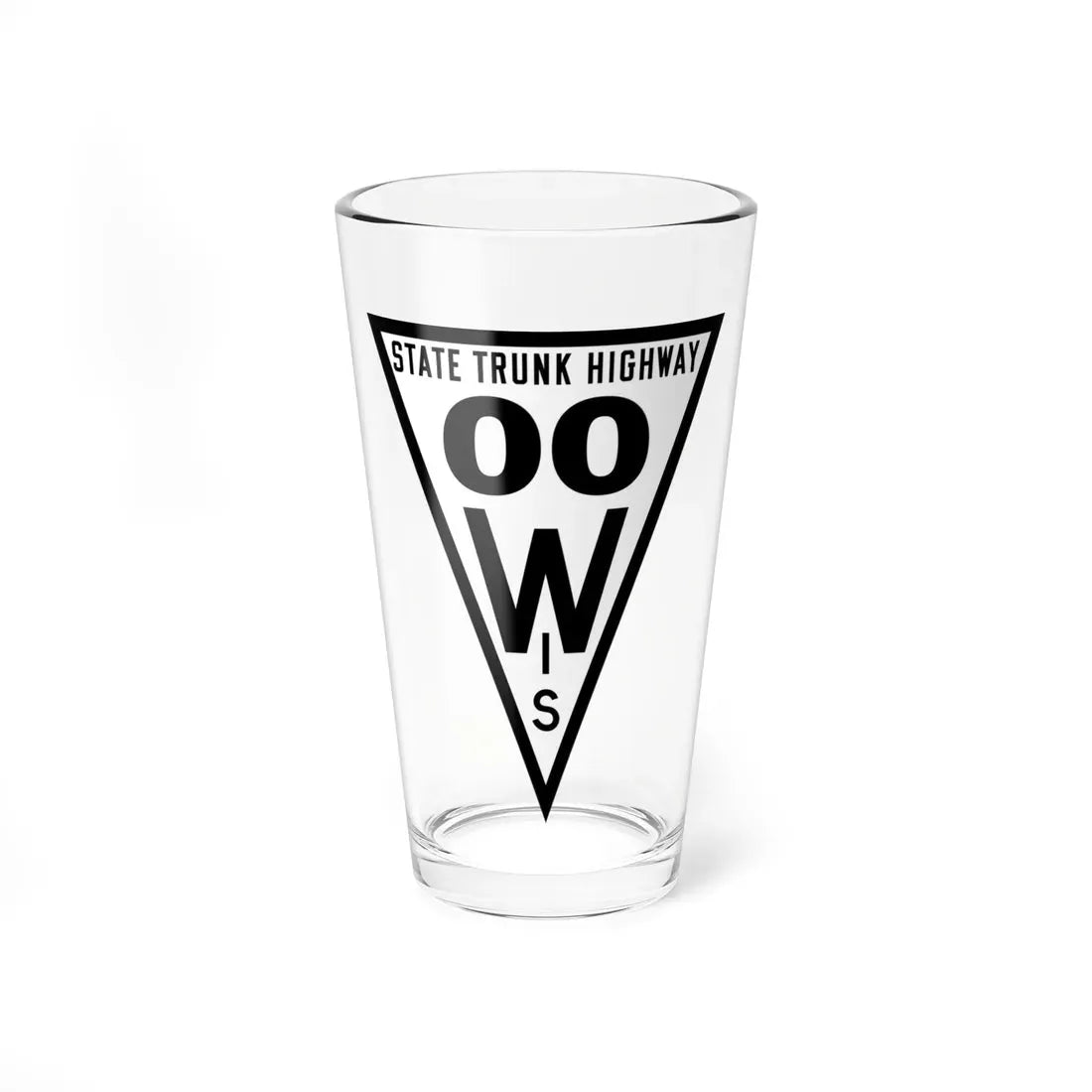 WIS 00 1919 template (Wisconsin) (Road Sign) Pint Glass 16oz 16oz - Go Mug Yourself