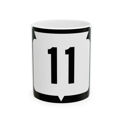 WIS 11 (Wisconsin) (Road Sign) White Coffee Mug 11oz - Go Mug Yourself