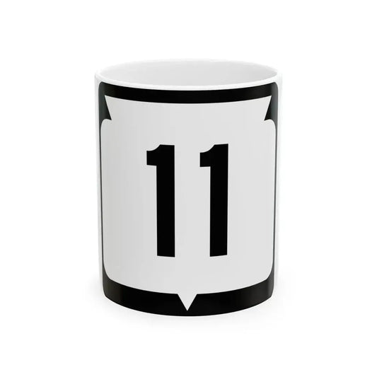 WIS 11 (Wisconsin) (Road Sign) White Coffee Mug 11oz - Go Mug Yourself