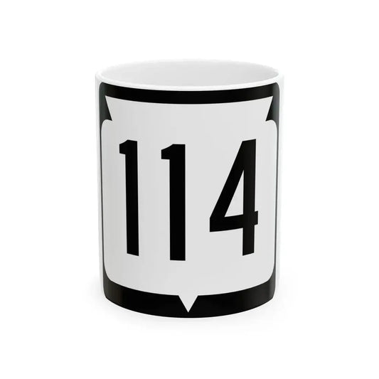WIS 114 (Wisconsin) (Road Sign) White Coffee Mug 11oz - Go Mug Yourself