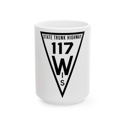WIS 117 1919 (Wisconsin) (Road Sign) White Coffee Mug 15oz - Go Mug Yourself