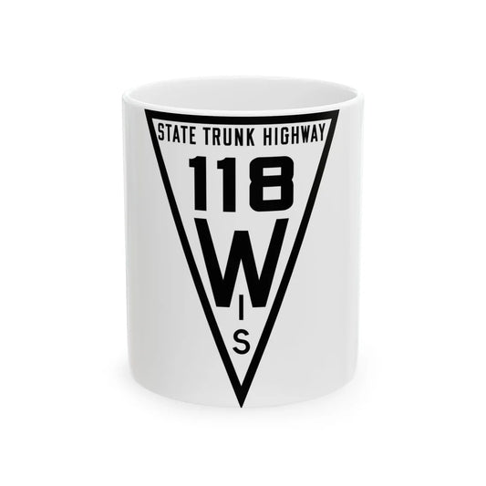 WIS 118 1919 (Wisconsin) (Road Sign) White Coffee Mug 11oz - Go Mug Yourself