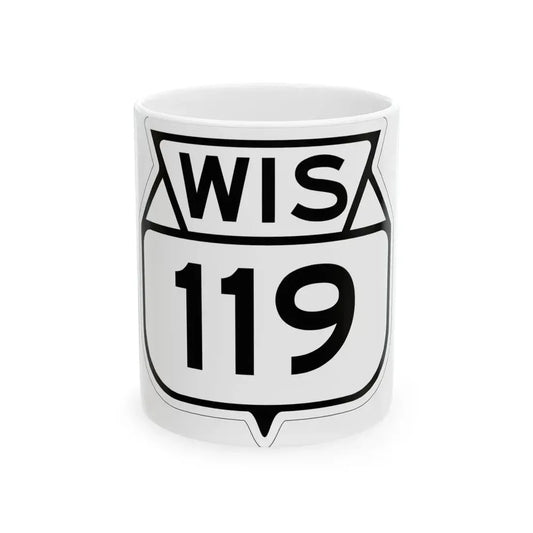 WIS 119 1949 (Wisconsin) (Road Sign) White Coffee Mug 11oz - Go Mug Yourself