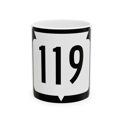 WIS 119 (Wisconsin) (Road Sign) White Coffee Mug 11oz - Go Mug Yourself