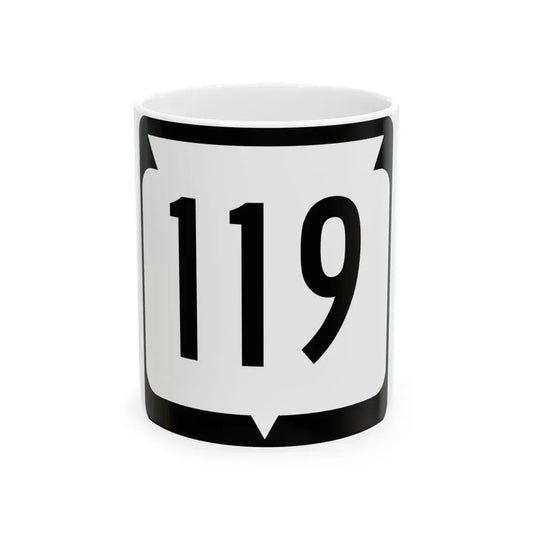 WIS 119 (Wisconsin) (Road Sign) White Coffee Mug 11oz - Go Mug Yourself