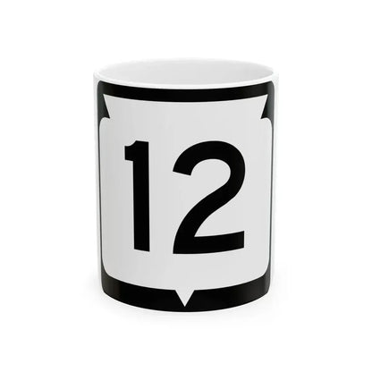 WIS 12 (Wisconsin) (Road Sign) White Coffee Mug 11oz - Go Mug Yourself
