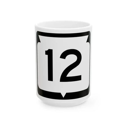 WIS 12 (Wisconsin) (Road Sign) White Coffee Mug 15oz - Go Mug Yourself