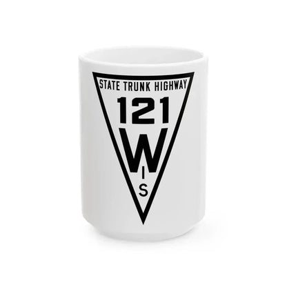 WIS 121 1919 (Wisconsin) (Road Sign) White Coffee Mug 15oz - Go Mug Yourself