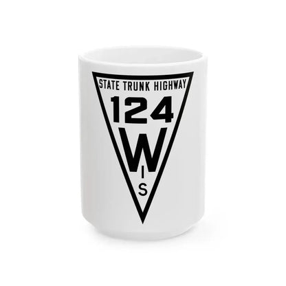 WIS 124 1919 (Wisconsin) (Road Sign) White Coffee Mug 15oz - Go Mug Yourself