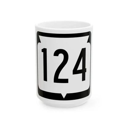 WIS 124 (Wisconsin) (Road Sign) White Coffee Mug 15oz - Go Mug Yourself