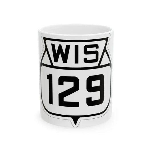 WIS 129 1938 (Wisconsin) (Road Sign) White Coffee Mug 11oz - Go Mug Yourself