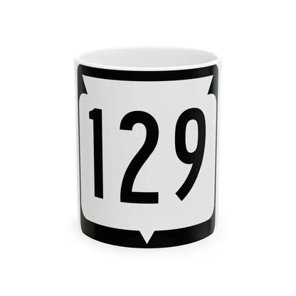 WIS 129 (Wisconsin) (Road Sign) White Coffee Mug 11oz - Go Mug Yourself