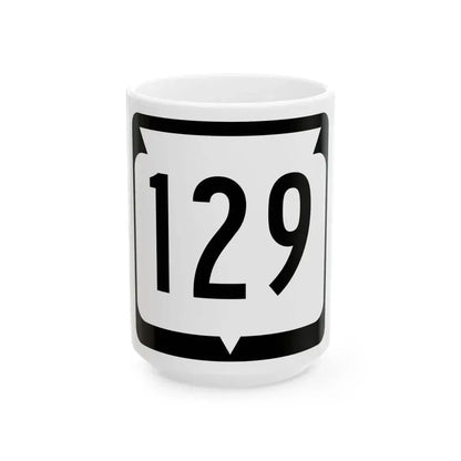 WIS 129 (Wisconsin) (Road Sign) White Coffee Mug 15oz - Go Mug Yourself