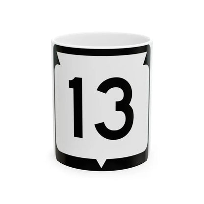 WIS 13 (Wisconsin) (Road Sign) White Coffee Mug 11oz - Go Mug Yourself