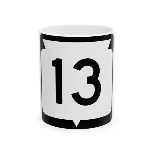 WIS 13 (Wisconsin) (Road Sign) White Coffee Mug 11oz - Go Mug Yourself