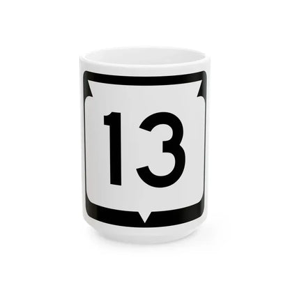WIS 13 (Wisconsin) (Road Sign) White Coffee Mug 15oz - Go Mug Yourself