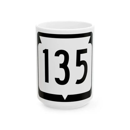 WIS 135 (Wisconsin) (Road Sign) White Coffee Mug 15oz - Go Mug Yourself