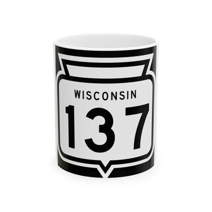 WIS 137 1958 (Wisconsin) (Road Sign) White Coffee Mug 11oz - Go Mug Yourself