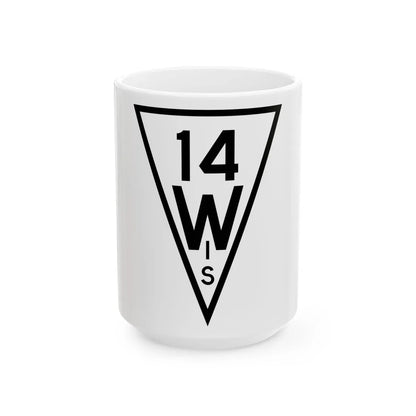 WIS 14 1927 (Wisconsin) (Road Sign) White Coffee Mug 15oz - Go Mug Yourself