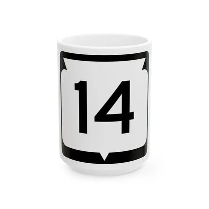 WIS 14 (Wisconsin) (Road Sign) White Coffee Mug 15oz - Go Mug Yourself