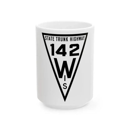 WIS 142 1919 (Wisconsin) (Road Sign) White Coffee Mug 15oz - Go Mug Yourself