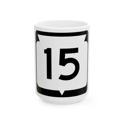 WIS 15 (Wisconsin) (Road Sign) White Coffee Mug 15oz - Go Mug Yourself