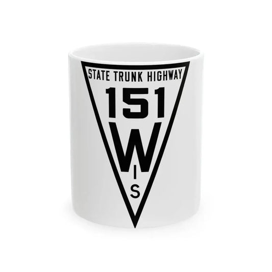 WIS 151 1919 (Wisconsin) (Road Sign) White Coffee Mug 11oz - Go Mug Yourself
