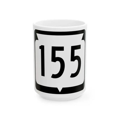 WIS 155 (Wisconsin) (Road Sign) White Coffee Mug 15oz - Go Mug Yourself