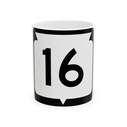 WIS 16 (Wisconsin) (Road Sign) White Coffee Mug 11oz - Go Mug Yourself