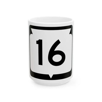 WIS 16 (Wisconsin) (Road Sign) White Coffee Mug 15oz - Go Mug Yourself