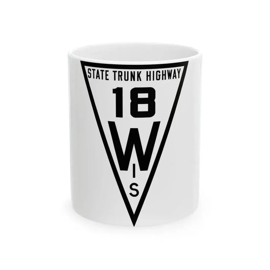 WIS 18 1919 (Wisconsin) (Road Sign) White Coffee Mug 11oz - Go Mug Yourself