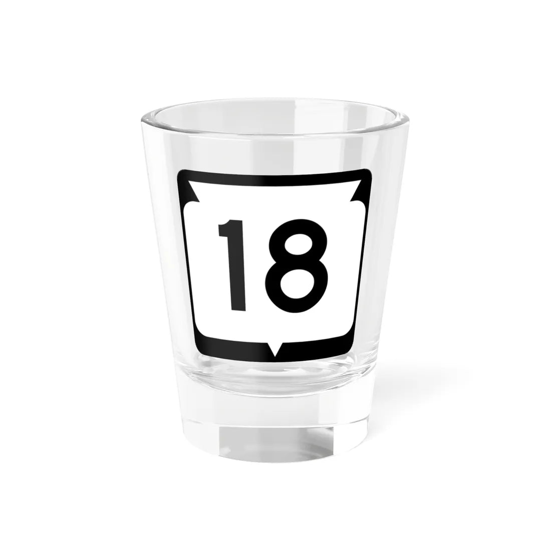 WIS 18 (Wisconsin) (Road Sign) Shot Glass 1.5oz 1.5oz - Go Mug Yourself