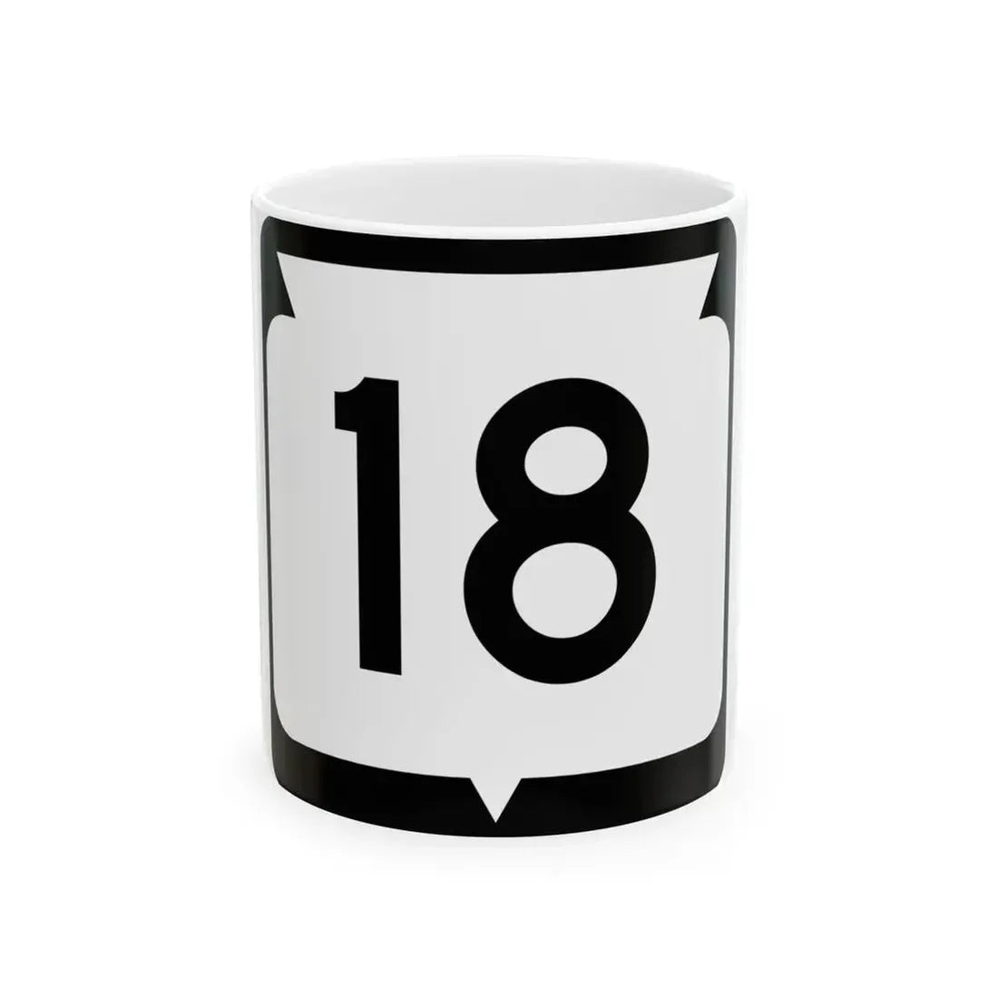 WIS 18 (Wisconsin) (Road Sign) White Coffee Mug 11oz - Go Mug Yourself