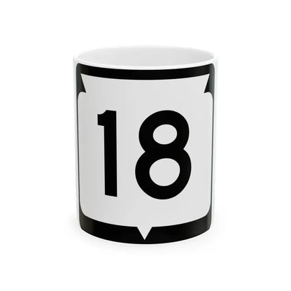 WIS 18 (Wisconsin) (Road Sign) White Coffee Mug 11oz - Go Mug Yourself