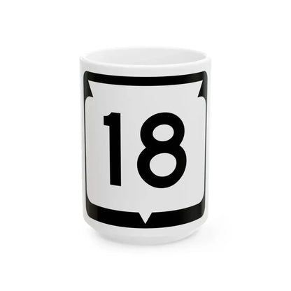WIS 18 (Wisconsin) (Road Sign) White Coffee Mug 15oz - Go Mug Yourself